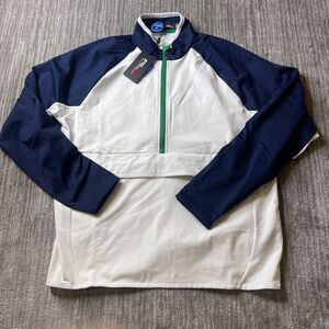 RLX Ralph Lauren Pullover Mens Large Luxury Jersey 1/2 Zip Golf White Green NEW